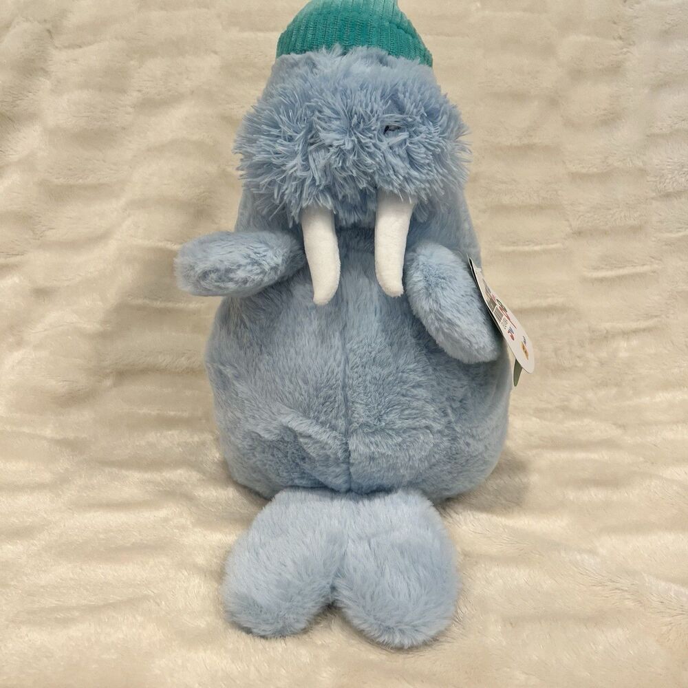 Target Gigglescape Walrus Plush 12" Blue Stuffed Animal Winter Beanie Hat NWT